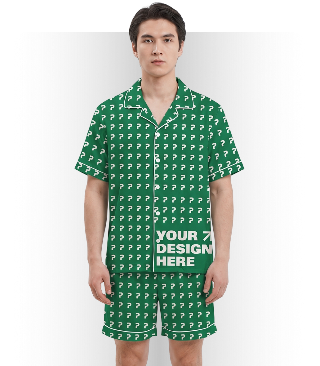 All-Over Print Satin Short-Sleeve Pajama Set (VN)