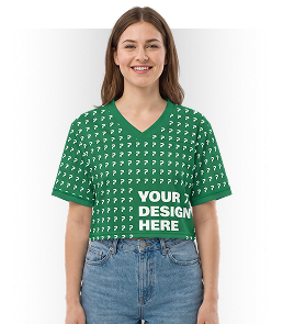 All-Over Print V-Neck Mesh Football Crop Top Jersey (VN)