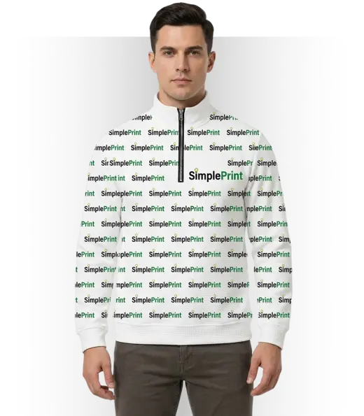 Stand-Up Collar Half-Zip Waffle Sweatshirt - No Pockets (CN)