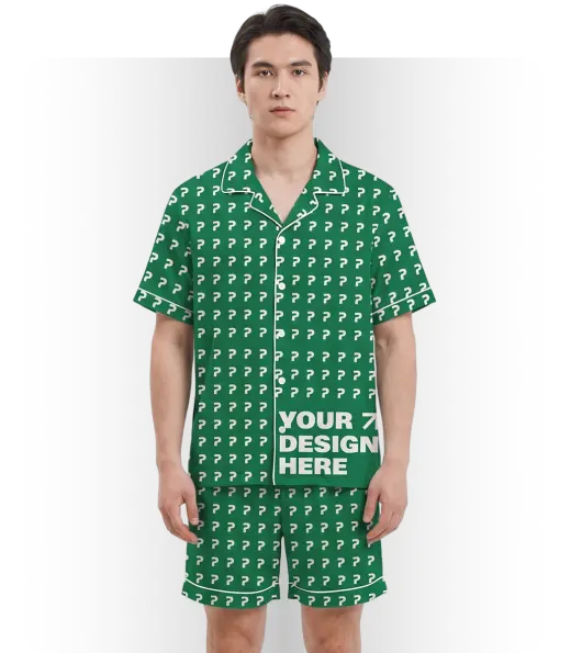 All-Over Print Satin Short-Sleeve Pajama Set (VN)